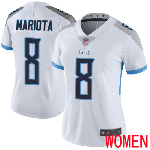 Tennessee Titans Limited White Women Marcus Mariota Road Jersey NFL Football #8 Vapor Untouchable->youth nfl jersey->Youth Jersey